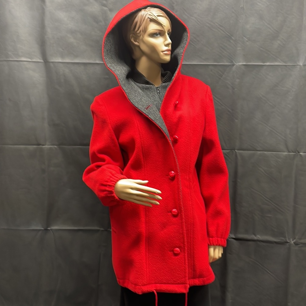 Herman Kay Women's Red & Gray Hoodie Jacket